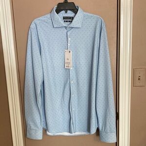 Denim & Flower Sky Blue Dotted Men's Dress Shirt NWT Size X-Large